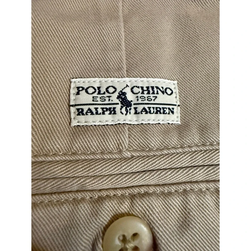 Polo Ralph Lauren Mens Pleated Chino Shorts Tan Khaki Cotton 34 6 Inch Inseam